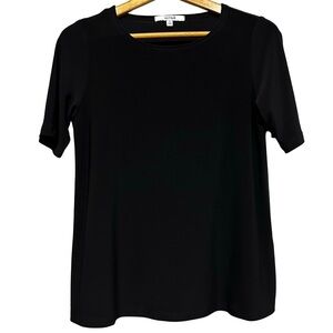 Sympli Black Classic Fit Short Sleeve Blouse Top Size 6 Office Basic Minimalist